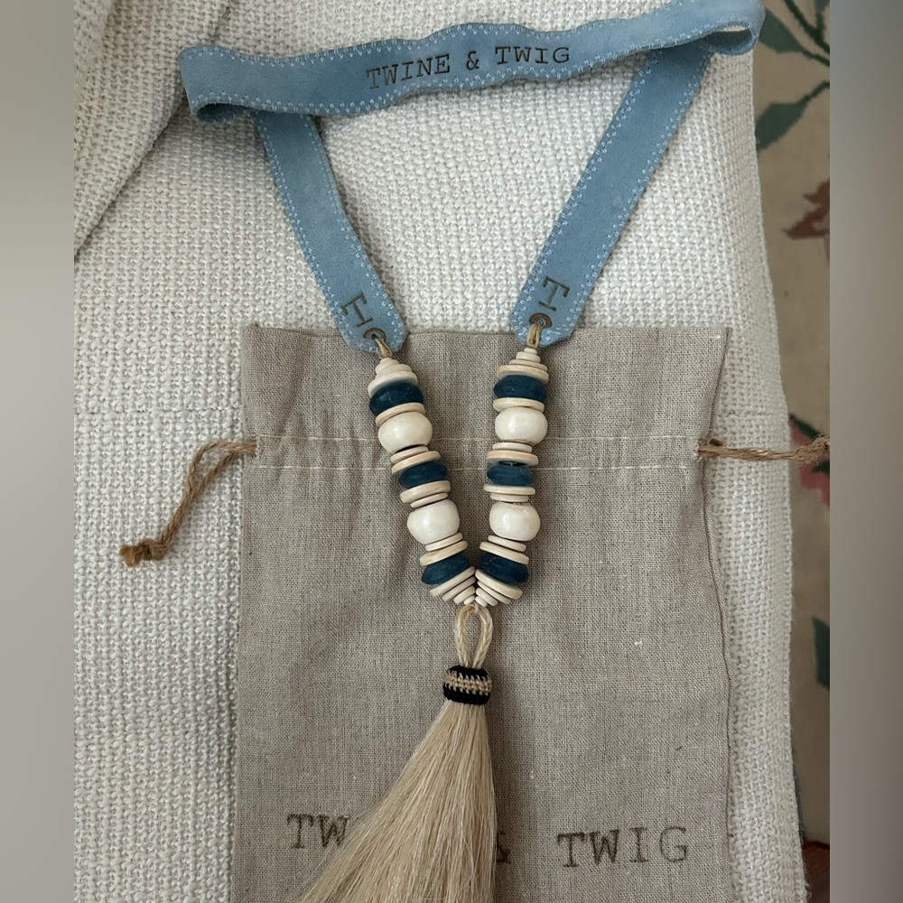 Twine & Twig Blue and Bone color Necklace- Rare